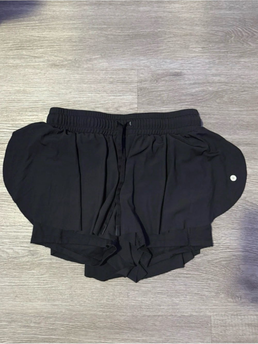 Women’s Black Athletic Shorts with Flared Side Panels